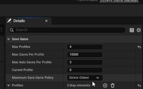 Save Game Manager defaults: profiles and slots